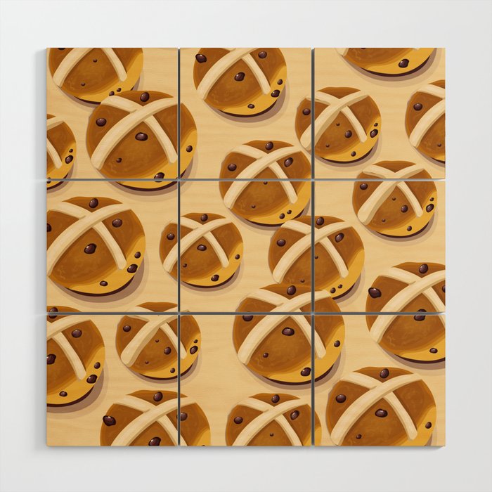 Hot cross buns pattern Wood Wall Art