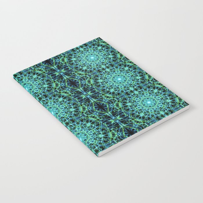 Liquid Light Series 52 ~ Blue & Green Abstract Fractal Pattern Notebook