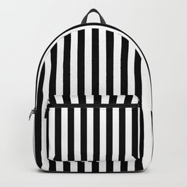 Midnight Black and White Vertical Deck Chair Stripes Backpack | Blackstriped, Blackdeckchair, Graphicdesign, White, Stripe, Midnightblack, Softmidnightblack, Digital, Striped, Deckstripe 
