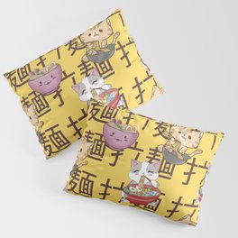 Japanese Kawaii Anime Cat Ramen Noodles Pillow Sham