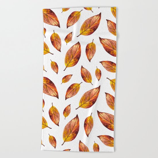 Autumn Leaves Pattern 03 Beach Towel