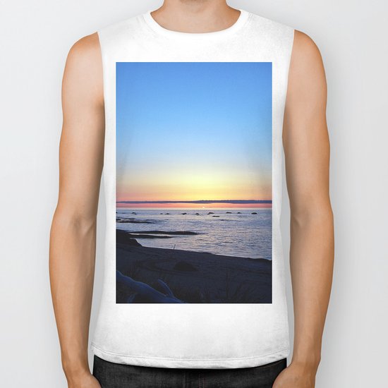 Sun Sets up the River, Across the Sea Biker Tank