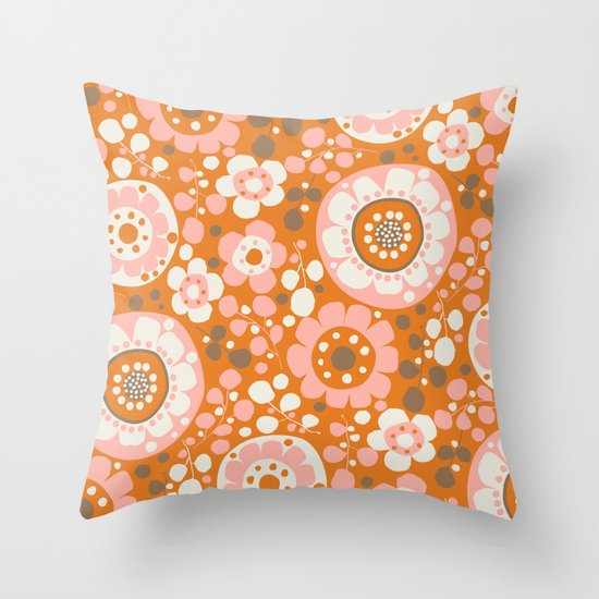 retro flower-java Throw Pillow