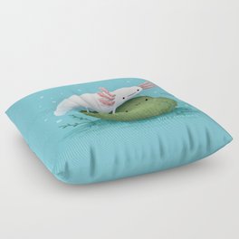 Axolotl on a Mossball Floor Pillow