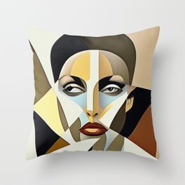 Digital Cubist Paintings. Portraits No. 5 Throw Pillow