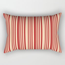[ Thumbnail: Red & Beige Colored Stripes/Lines Pattern Rectangular Pillow ]