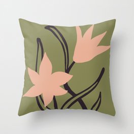 matisse inspired flowers | pink and green Throw Pillow