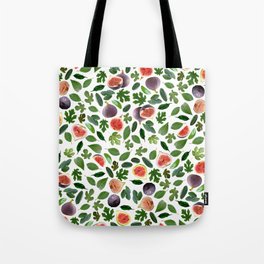Fig and leaves - Purple, red and green Tote Bag