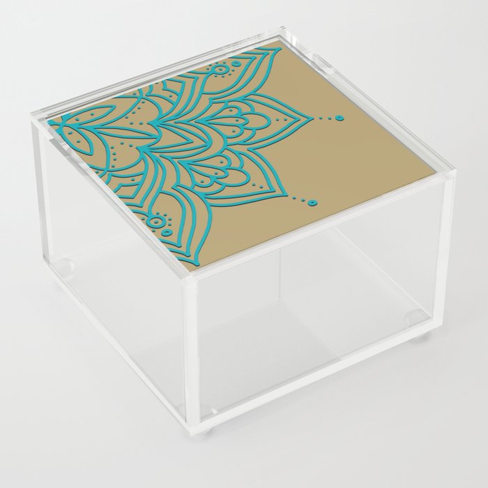 Teal and Camel Mandala Acrylic Box