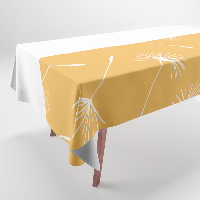 White Dandelion Lace Horizontal Split on Orange Tablecloth