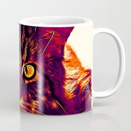 squinting maine coon cat vector art late sunset Coffee Mug