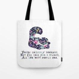 Alice floral designs - Cheshire cat entirely bonkers Tote Bag
