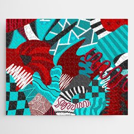 Abstract geometric colorful pattern with red and blue tones Jigsaw Puzzle