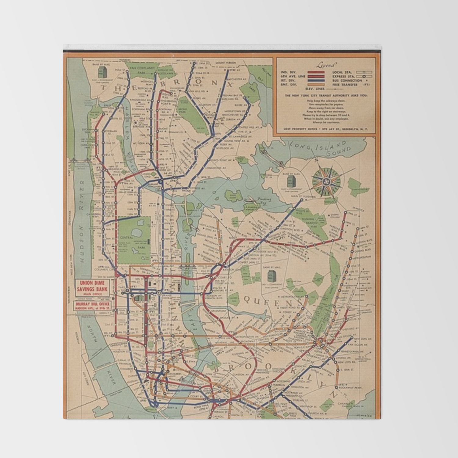 New York City Metro Subway System Map 1954 Throw Blanket By Vintageartstore Society6