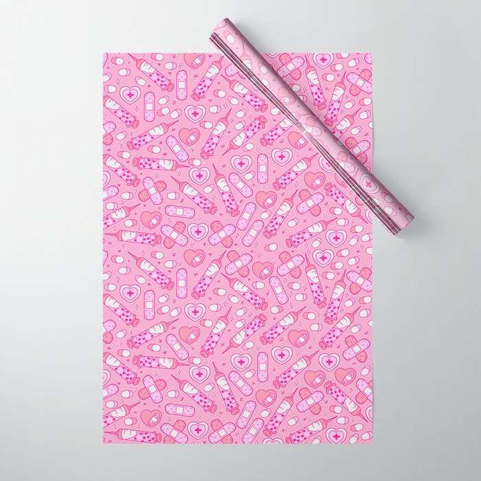 Kawaii Menhera on Pink Wrapping Paper