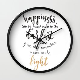 Dumbledore Quote | Happiness can be found... | Watercolor Wall Clock | Typography, Happiness, Jkrowling, Hope, Potterhead, Calligraphy, Potter, Gold, Dumbledore, Painting 