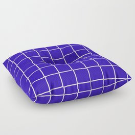 Bold Navy Blue Checkered Tiles Floor Pillow