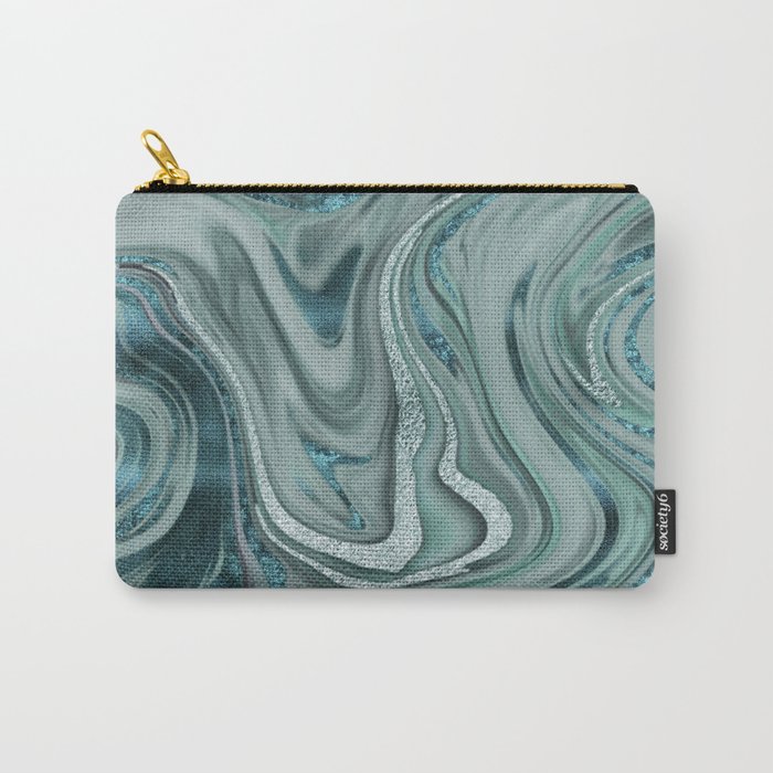 Elegant Marble Gemstone Texture Turquoise Teal Carry-All Pouch