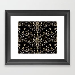 Elegant Antique Baroque Black & Gold Scroll Pattern Framed Art Print