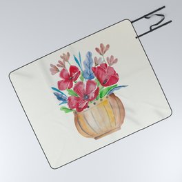 Red flowers watercolor Picnic Blanket