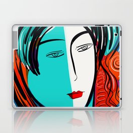 Blue Pop Girl with red hair Laptop & iPad Skin
