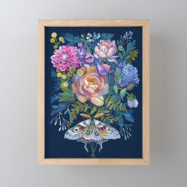Moth Flower Bouquet Framed Mini Art Print