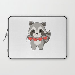 Raccoon For Valentine's Day Cute Animals With Laptop Sleeve