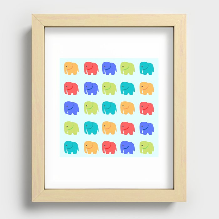 Infinite Rainbow Elephants Recessed Framed Print
