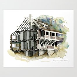 ETERNAL SUNSHINE OF THE SPOTLESS MIND's beach house watercolor Art Print