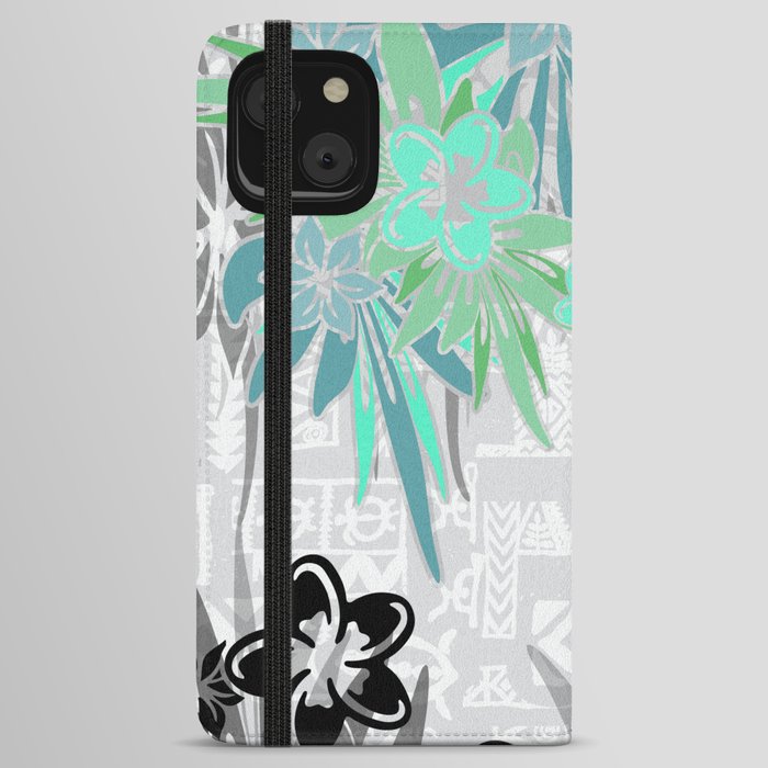 Hawaiian Teal Tropical iPhone Wallet Case