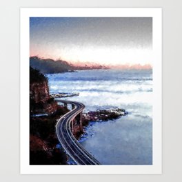 Sea Cliff Bridge Australia, Best Gift Idea Art Print | Blue, Summer, Australia, Water, Beautiful, Newsouthwales, Sea, Painting, Ocean, Sunrise 