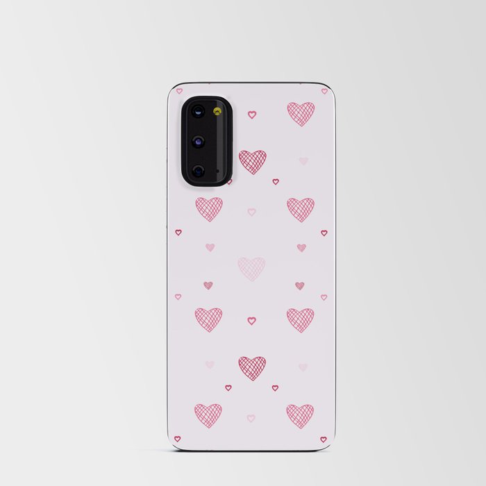 Hearts on a pink background. For Valentine's Day. Vector drawing for February 14th. SEAMLESS PATTERN WITH HEARTS. Anniversary drawing. For wallpaper, background, postcards. Android Card Case