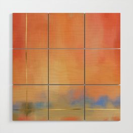 Abstract Landscape With Golden Lines Painting Wood Wall Art