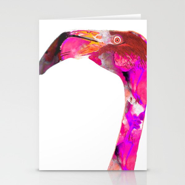 Bright Colorful Pink Flamingo Bird Art by Sharon Cummings Stationery Cards