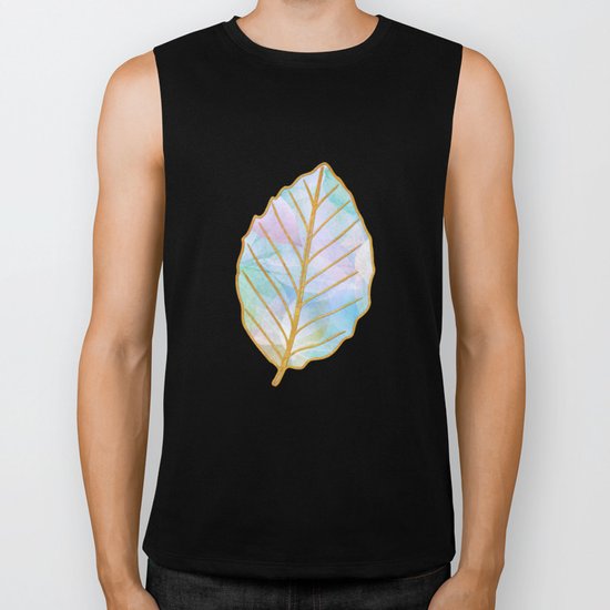 Pastel Colored Leaf Skeletons Biker Tank
