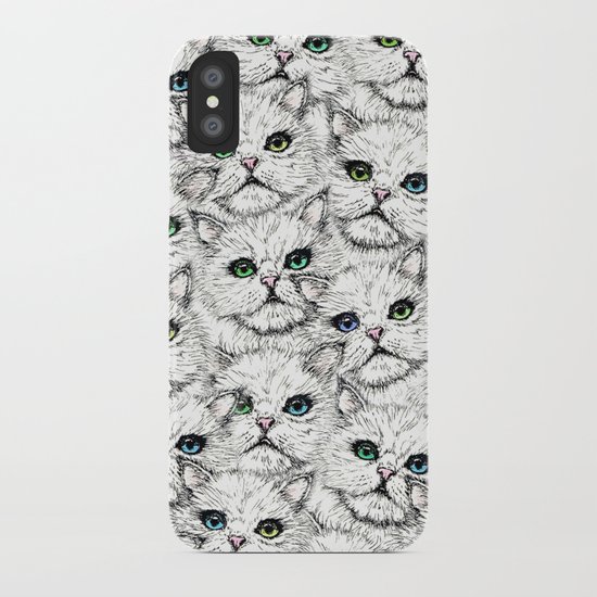 White Kitty Faces iPhone Case