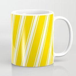 [ Thumbnail: Yellow and Mint Cream Colored Stripes/Lines Pattern Coffee Mug ]