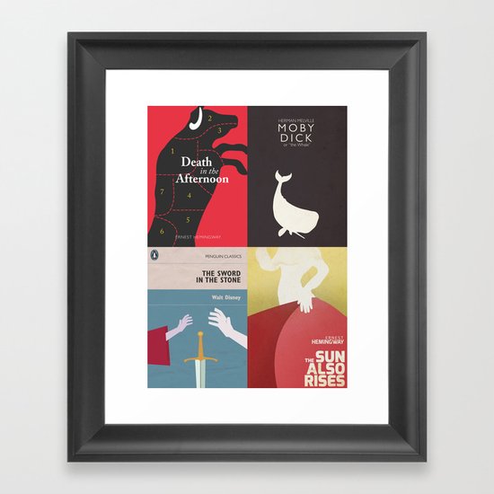 Ernest Hemingway Famous Book Cover Vintage Poster Old Books Penguin Classic Moby Dick Melville Framed Art Print By Stefanoreves Society6