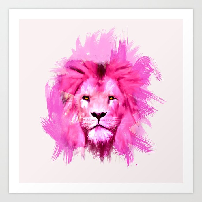 A pink lion looked at me Art Print