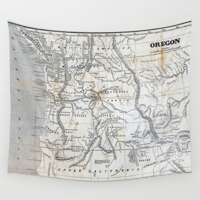 Vintage Map of Oregon Wall Tapestry by Oren Herschander  Society6