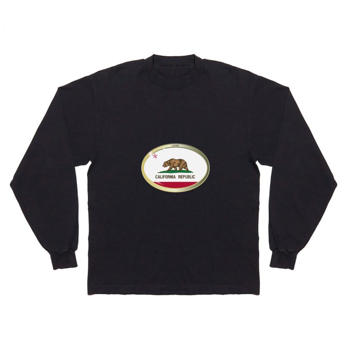 California State Flag Oval Button Long Sleeve T Shirt