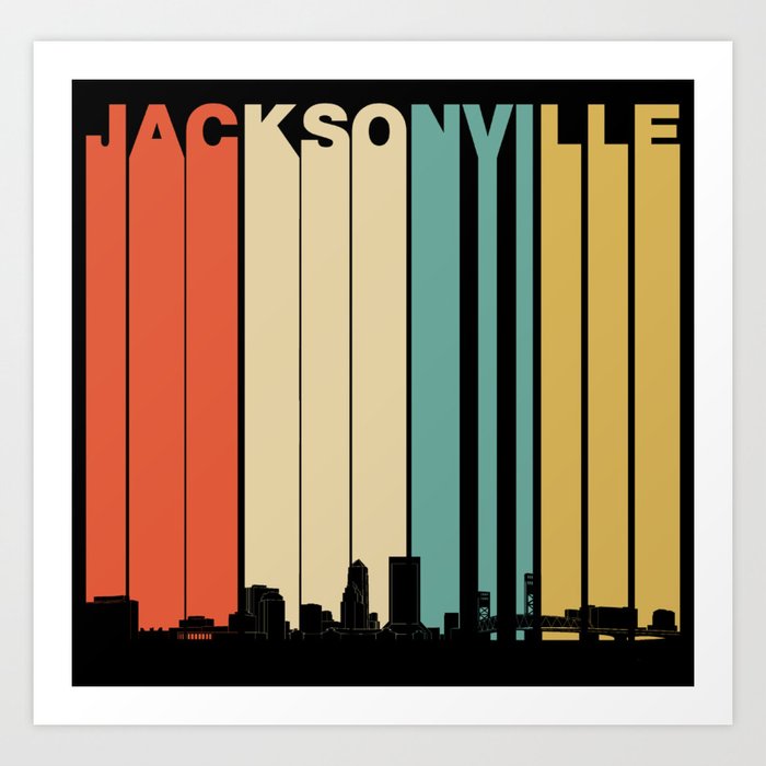 Jacksonville FL Shirt Vintage Retro 1970's Style Jacksonville Florida Skyline T-Shirt Jacksonville Florida Shirt Jacksonville Shirt