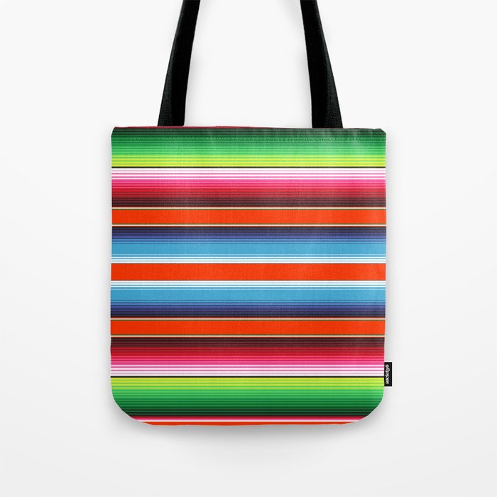 Red Green Blue Mexican Serape Blanket Stripes Tote Bag