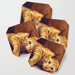Relaxing Orange Tabby Cat Coaster