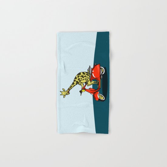 Giraffe riding a moped Hand & Bath Towel