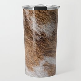 Brown and White Cow Skin Print Pattern Modern, Cowhide Faux Leather Travel Mug