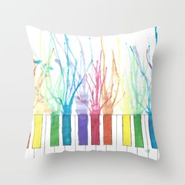 Rainbow Piano Throw Pillow