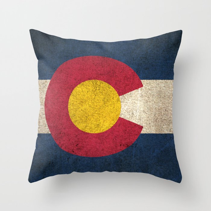 Old and Worn Distressed Vintage Flag of Colorado Throw Pillow