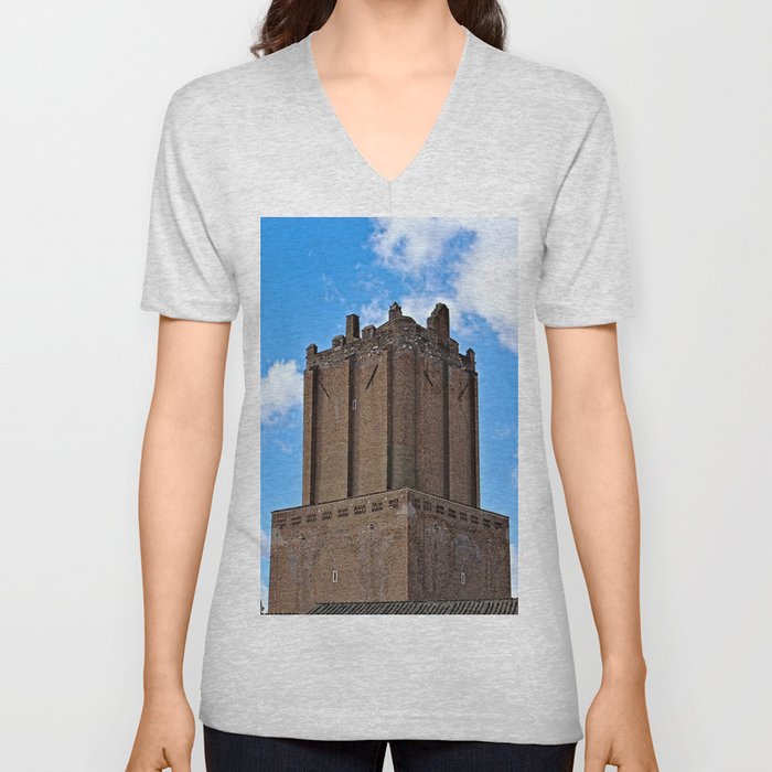 Nero Militia Tower Landmark, Rome Italy V Neck T Shirt