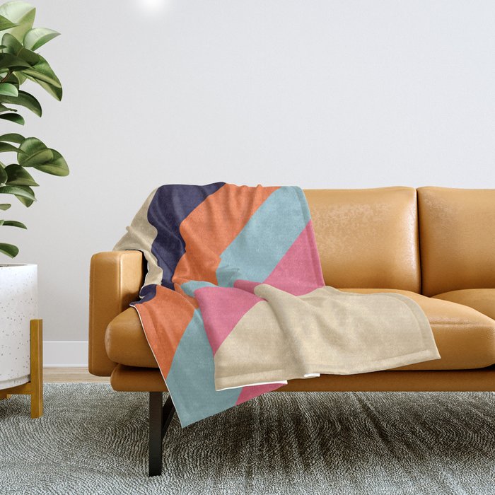 Hnoss - Classic Abstract Minimal Retro Style Stripes Throw Blanket